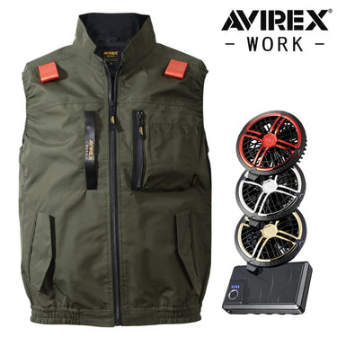 AVIREX WORK 空調ベスト AV412 ミリタリーサイドファン バッテリー・ファンセット ODグリーン 2026SS新作