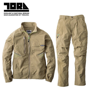 寅壱 9551シリーズ ナイロン製作業服 上下セットアップ ジャケット+パンツ カーキ