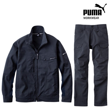 PUMA PW-4011シリーズ 静電気帯電防止 ワークウェアセットアップ 上下セット ダークグレー