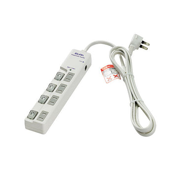 耐雷サージ LEDランプ スイッチ付タップ ブレーカー付 上差し 4個口 ホワイト 2m