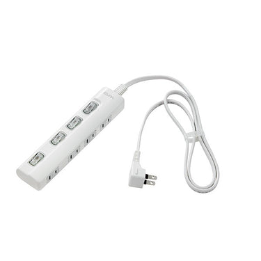 LEDランプ スイッチ付タップ 4個口 ホワイト 1m