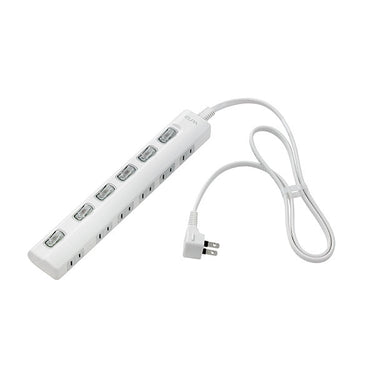 LEDランプ スイッチ付タップ 6個口 ホワイト 1m