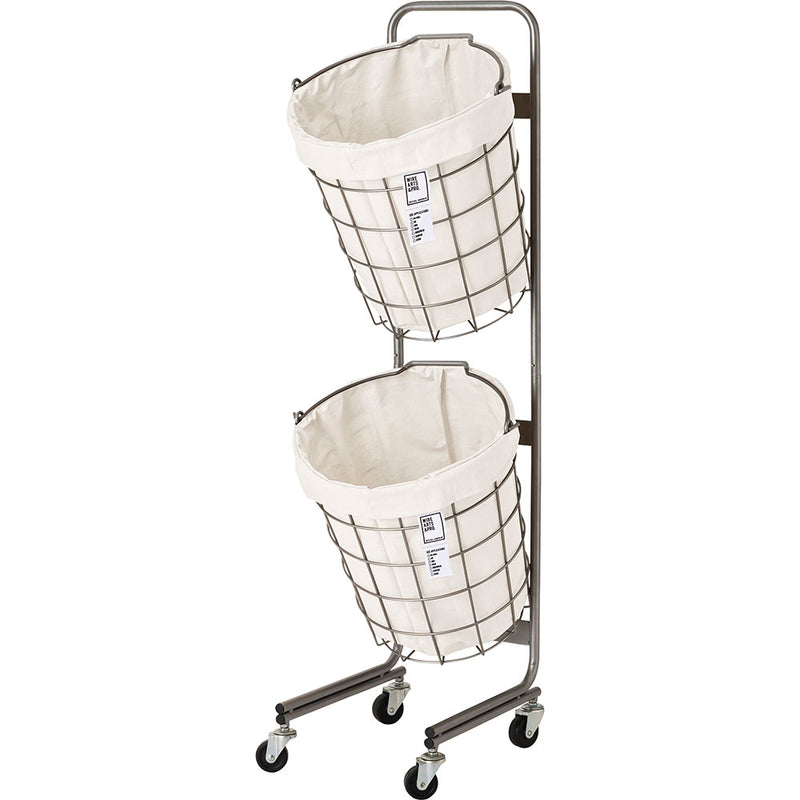 BRID ランドリーラウンドバスケット ダブル (2段) 25L×2 キャスター付