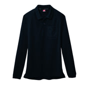 マイクロハニカムメッシュ素材　長袖ポロシャツ　103シリーズ　ユニセックス 35ブラック / S