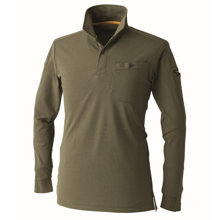 寅壱 5880-614 長袖ポロシャツ カーキ