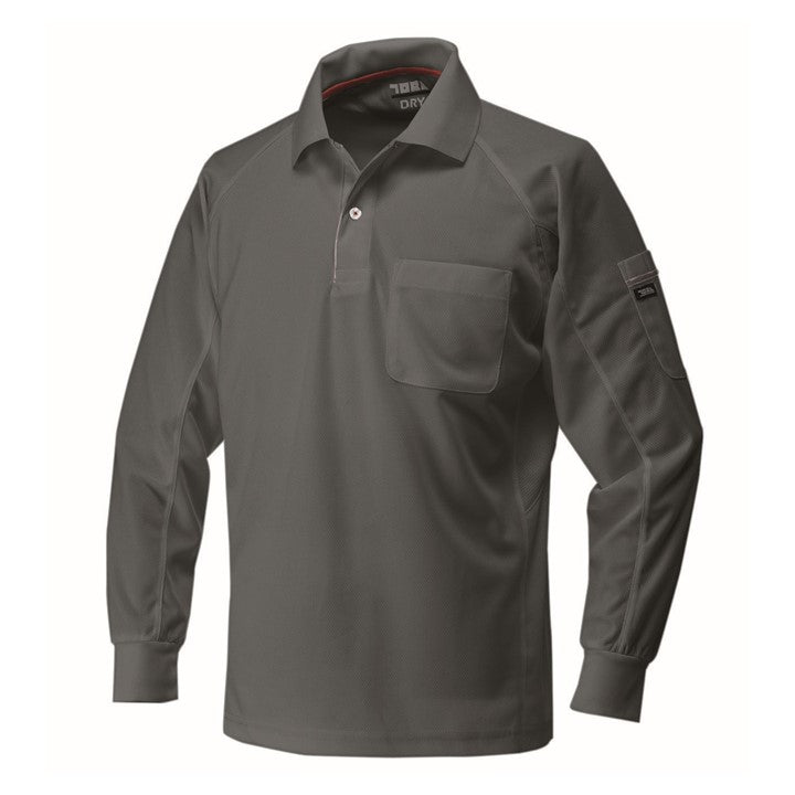 寅壱 5959-614 赤耳長袖ポロシャツ スミグレー