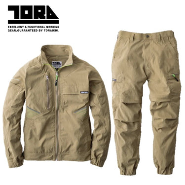 寅壱 9551シリーズ ナイロン製作業服 上下セットアップ ジャケット+パンツ カーキ