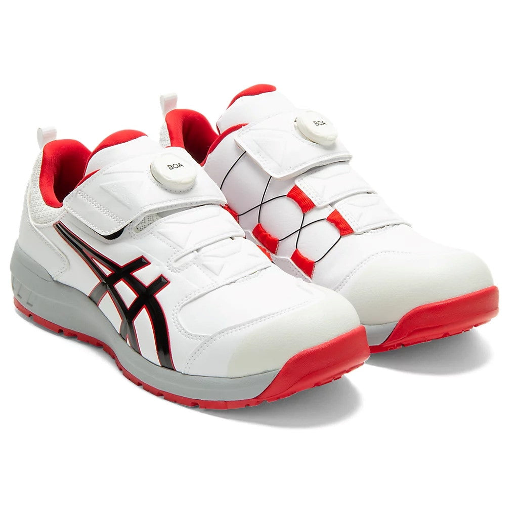 ASICS 安全靴 BOAシステム ホワイト/レッド ウィンジョブ® CP307 Boa ホワイト×クラシックレッド 3E相当 安全靴