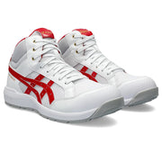 【2024年2月新発売】シンプルで飽きのこないデザイン。昨今のワーカースタイルにマッチする一足　ウィンジョブ® CP218　3E相当　安全靴　ユニセックス　ホワイト×クラシックレッド 22.5