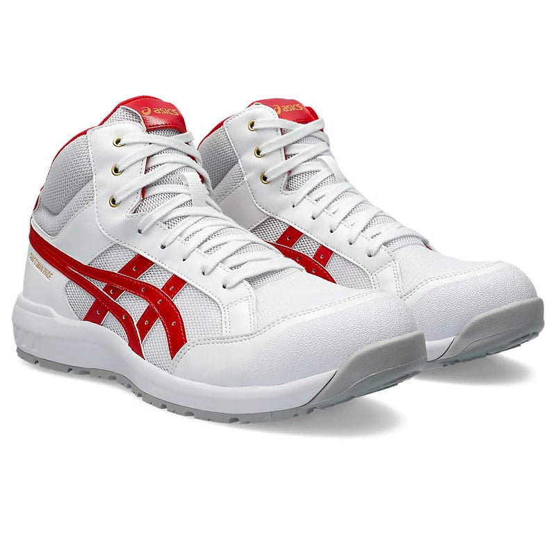 【2024年2月新発売】シンプルで飽きのこないデザイン。昨今のワーカースタイルにマッチする一足　ウィンジョブ® CP218　3E相当　安全靴　ユニセックス　ホワイト×クラシックレッド 22.5