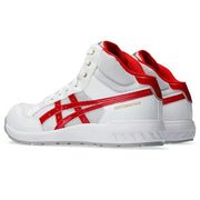 【2024年2月新発売】シンプルで飽きのこないデザイン。昨今のワーカースタイルにマッチする一足　ウィンジョブ® CP218　3E相当　安全靴　ユニセックス　ホワイト×クラシックレッド 22.5