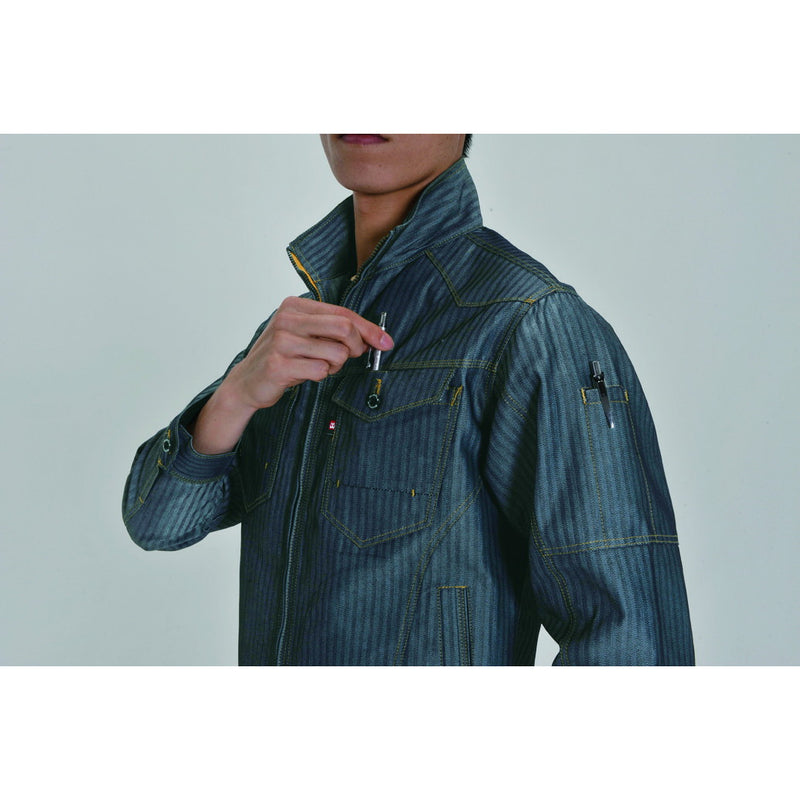 ヘリンボーン素材採用のかっこいい企業ユニフォーム　1511 ジャケット　ユニセックス 45インディゴ（ヘリンボーン） / S