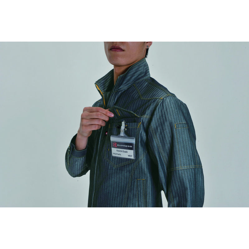 ヘリンボーン素材採用のかっこいい企業ユニフォーム　1511 ジャケット　ユニセックス 45インディゴ（ヘリンボーン） / S