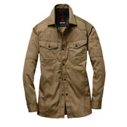 ヘリンボーン素材採用のかっこいい企業ユニフォーム　1515 長袖シャツ　ユニセックス 24キャメル / S