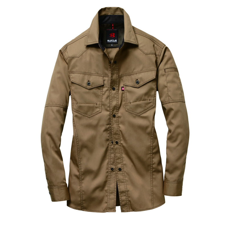 ヘリンボーン素材採用のかっこいい企業ユニフォーム　1515 長袖シャツ　ユニセックス 24キャメル / S