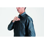 ヘリンボーン素材採用のかっこいい企業ユニフォーム　1515 長袖シャツ　ユニセックス 45インディゴ（ヘリンボーン） / S