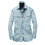 ヘリンボーン素材採用のかっこいい企業ユニフォーム　1515 長袖シャツ　ユニセックス 5シルバー / S