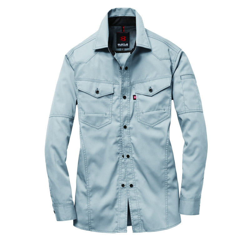 ヘリンボーン素材採用のかっこいい企業ユニフォーム　1515 長袖シャツ　ユニセックス 5シルバー / S