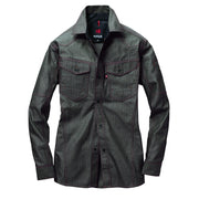 ヘリンボーン素材採用のかっこいい企業ユニフォーム　1515 長袖シャツ　ユニセックス 85ブラウン（ヘリンボーン） / S