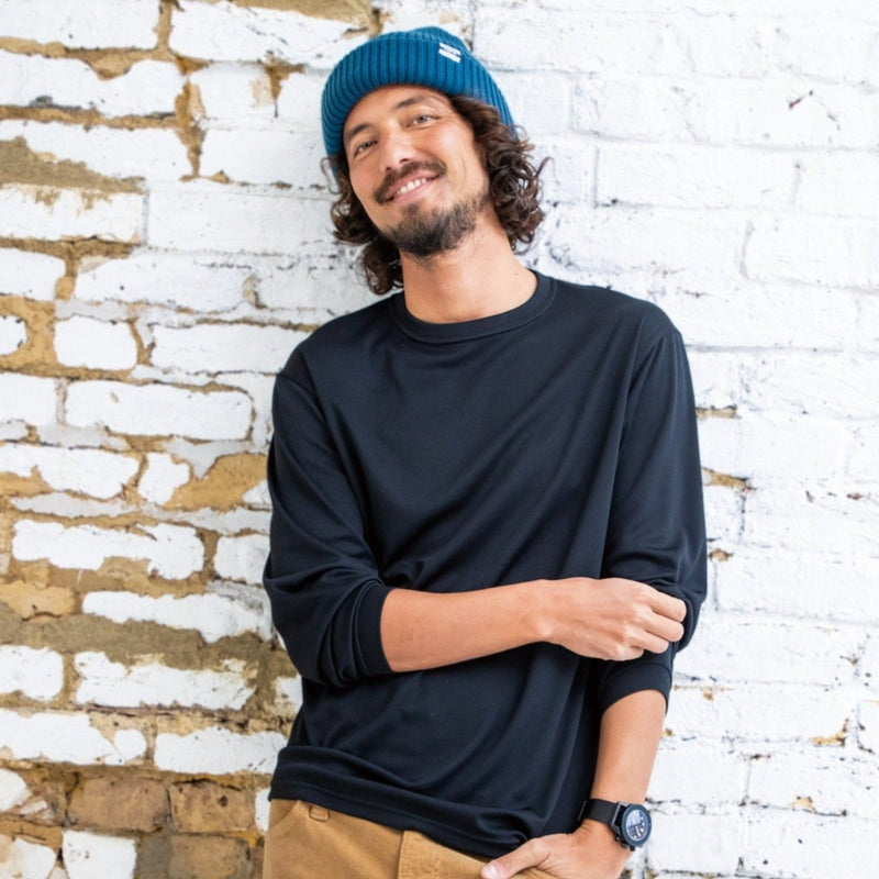 再生紙を用いたエコロジカルなチームTシャツ　ドライメッシュシリーズ　155ロングTシャツ　ユニセックス 35ブラック / S