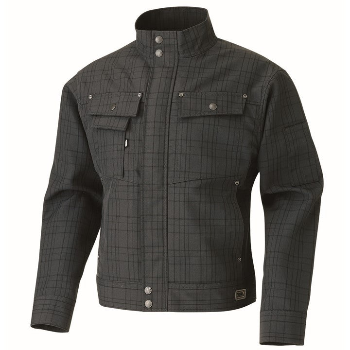 寅壱 7560-124 チェック柄長袖ブルゾン チャコール