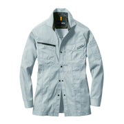 【定番商品】シンプルなデザインと程よいテーパードなシルエット　1715 長袖シャツ　ユニセックス 5シルバー / S