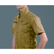 【定番商品】シンプルなデザインと程よいテーパードなシルエット　1716 半袖ジャケット　ユニセックス 23カーキ / S