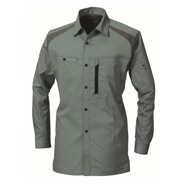 寅壱 2131-125 長袖シャツ アースグリーン 正面