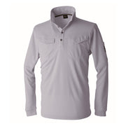 寅壱 1015-614 ミニ襟長袖ポロシャツ シルバー