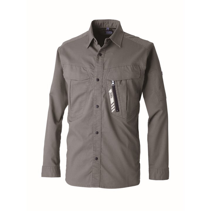 寅壱 9531-125 ワークシャツ カーキ 正面