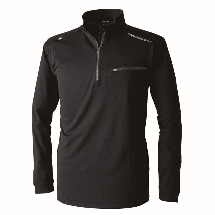 寅壱 5975-623 長袖ジップアップシャツ クロ