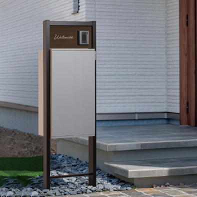 宅配ボックス搭載門柱 REGALLO-2 レガリオ2 透明アクリル表札付 サイン