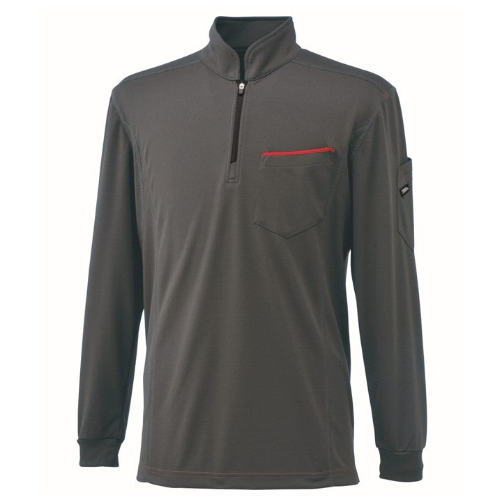 寅壱 5959-623 ジップアップシャツ スミグレー