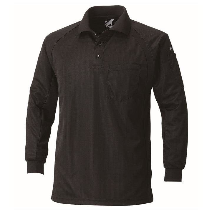 寅壱 7983-614 長袖ポロシャツ クロ