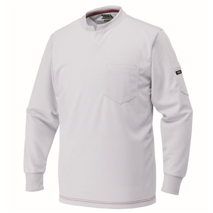 寅壱 5959-654 赤耳キーネックシャツ シロ