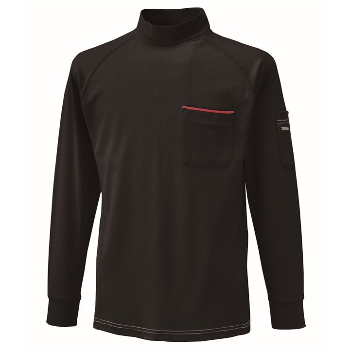 寅壱 5960-613 赤耳長袖ハイネック クロ