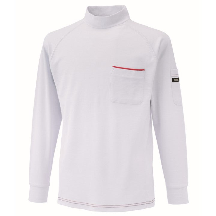 寅壱 5960-613 赤耳長袖ハイネック シロ