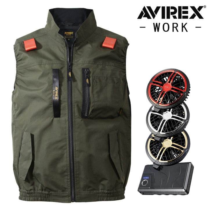 
AVIREX WORK  空調ベスト AV412 ミリタリーサイドファン バッテリー・ファンセット ODグリーン 2026SS新作
