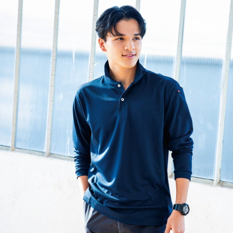 吸汗速乾加工　303　長袖ポロシャツ　全5色 3ネイビー / S