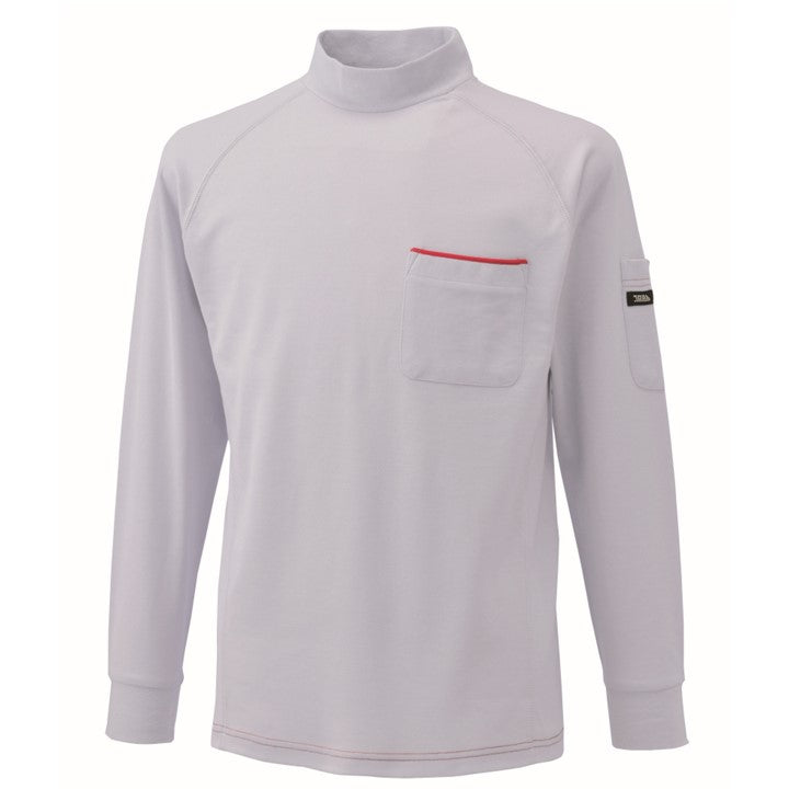 寅壱 5960-613 赤耳長袖ハイネック シルバー