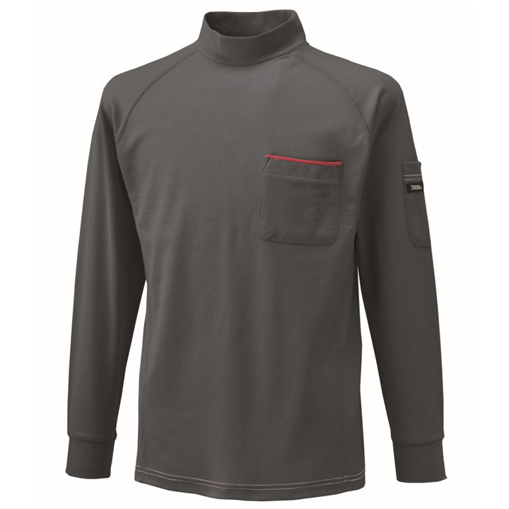 寅壱 5960-613 赤耳長袖ハイネック スミグレー