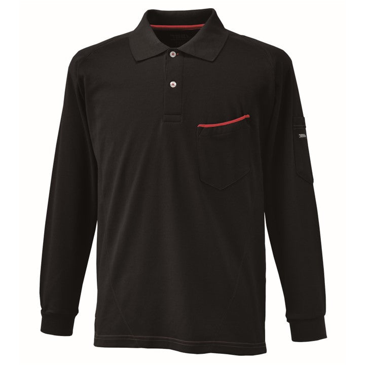 寅壱 5960-614 赤耳長袖ポロシャツ クロ