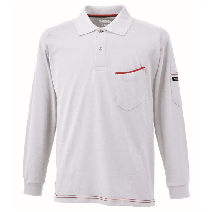 寅壱 5960-614 赤耳長袖ポロシャツ シロ