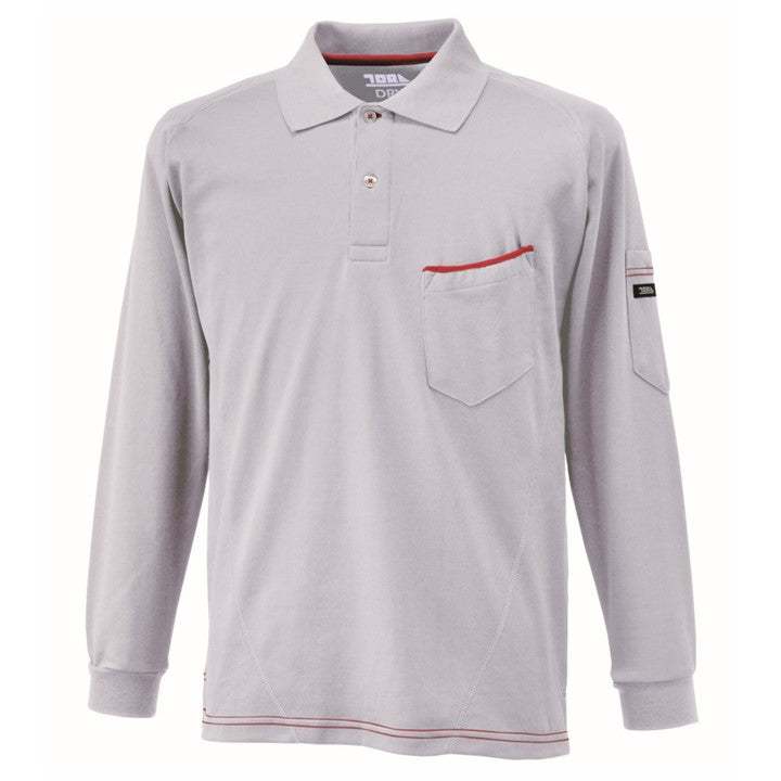 寅壱 5960-614 赤耳長袖ポロシャツ シルバー
