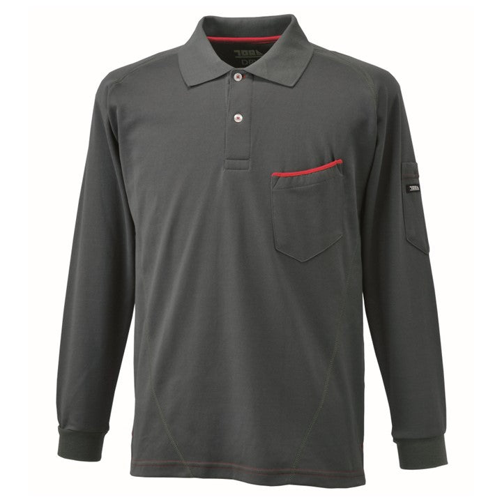 寅壱 5960-614 赤耳長袖ポロシャツ スミグレー