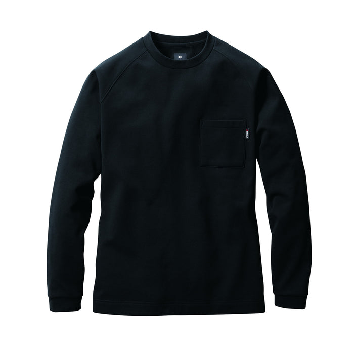 【BURTLE数量限定生産品】あったかさと動きやすさのハイブリッド　4078ホットロングＴシャツ　ユニセックス 35ブラック / S