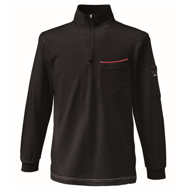 寅壱 5960-623 赤耳ジップアップハイネック クロ