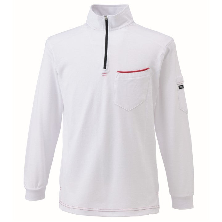 寅壱 5960-623 赤耳ジップアップハイネック シロ