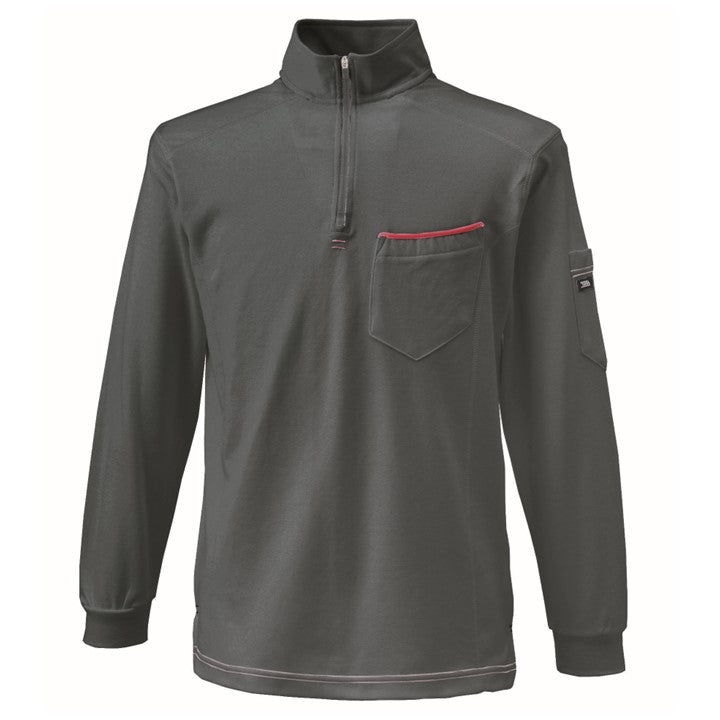 寅壱 5960-623 赤耳ジップアップハイネック スミグレー