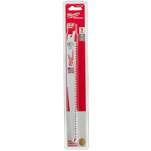 ｍｉｌｗａｕｋｅｅ　ＮＡＩＬ　ＷＯＯＤ　釘入り木材用レシプロソーブレード　５ＴＰＩ　２２９ｍｍ　（５本パック）